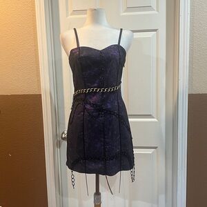 Elegant Black and Purple Mini Dress